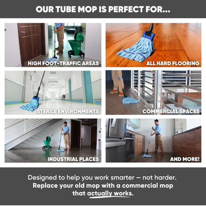 Commercial Mop Head Replacement – 1 Pack Large Yellow Microfiber Tube Mop (18 oz.) | Industrial Wet Mops | Washable Refill, Reusable, Heavy Duty, Looped End Mopheads | Hardwood, Concrete - color: Yellow