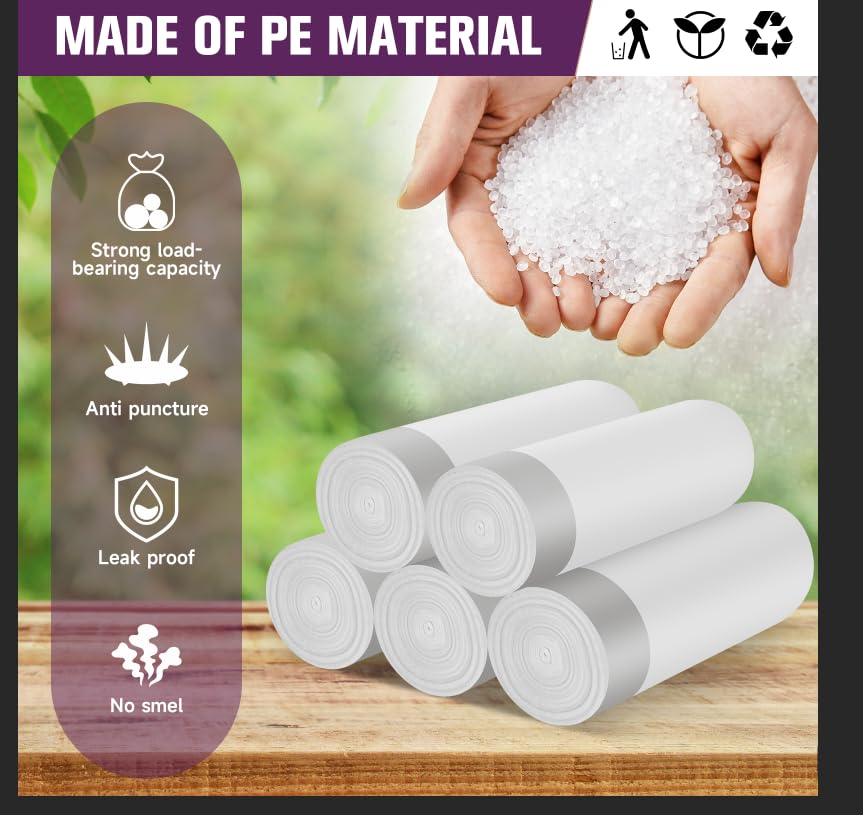 2.6 Gallon Trash Bag Unscented - 120 Counts Small Garbage Bags Drawstring Bulk Heavy Duty Leak Proof Plastic Trash Can Liners for Kitchen, Office, Room Essentials Heihaily (Clear White, 4 Rolls) - style: 2.6Gal white 120 Counts