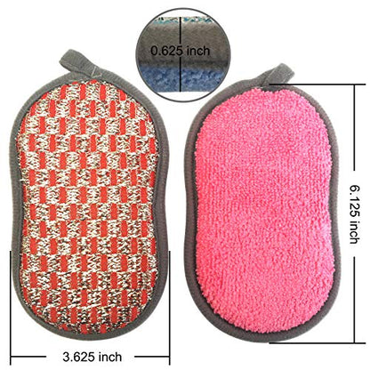 Scrub-it Multi-Purpose Non-Scratch Double-Side Double-Effect Microfiber Scrub Sponges for Kitchen with Heavy Duty Scouring Power - Effortless Cleaning of Dishes Pots Pans Pack of 6 (Red) - color: Red