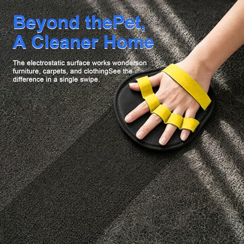Upgraded Five-Finger Electrostatic Pet Hair Removal Gloves, Reusable Cat & Dog Hair Remover for Couch, Furniture, Carpet, Car Seat, Clothing - Magic Brush Pet Grooming Glove (Yellow) - color: Yellow