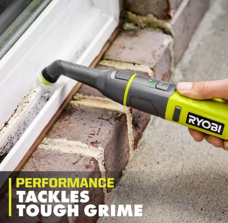 RYOBI USB Lithium Cordless Compact Detail Scrubber KIT W/ 2AH Battery, Charging Cable and 3
