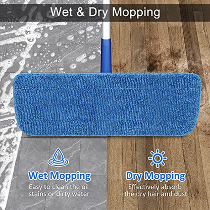 3 Pack Microfiber Mop Pads Replacement for Wet/Dry Mops Floor Cleaning Reusable Mopping Pads Refills for Spray Mops Compatible with Bona Floors Care System and Any Microfiber Flat Spray Mop