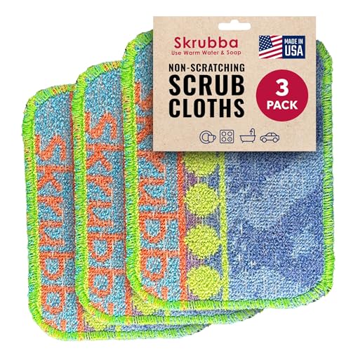 Wet-It Skrubba Non-Scratch Scouring Pad – European Scrubby Sponge for Kitchen Cleaning, Pots, Pans, Glass & Cookware – Durable Reusable Pad with Fun Chicken Design - color: Chickens, size: 3-Pack