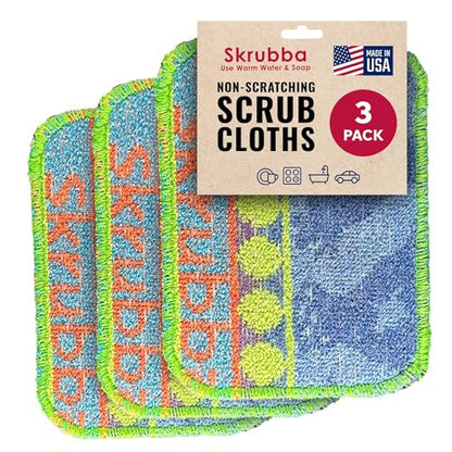Wet-It Skrubba Non-Scratch Scouring Pad – European Scrubby Sponge for Kitchen Cleaning, Pots, Pans, Glass & Cookware – Durable Reusable Pad with Fun Chicken Design - color: Chickens, size: 3-Pack