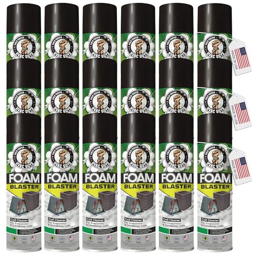 Leak Saver Foam Blaster AC Coil Cleaner Foam Spray | HVAC Coil Cleaner for AC Unit | Professional Deep-Penetrating Formula for Evaporator (No Rinse) & Condenser (Light Rinse) - 24 Pack - size: 18 Fl Oz (Pack of 24)