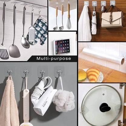 ZESLMG Adhesive Wall Hooks for Hanging, 16 Pack Self Sticky Hooks Heavy Duty 22lb Clear, Removable Shower Hook No Damage for Towel Key Coat Wreath Picture Outdoor Ceiling Bathroom Kitchen, Waterproof - size: 16 Regular Hook
