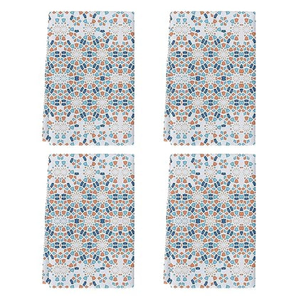 Geometric Circle Gradient Kitchen Towel Set of 4, Absorbent Microfiber Hand Towels for Kitchen Bathroom Bar Decorative Blue and White Porcelain Texture Ultra Soft Resuable Cleaning Cloths Fast Drying - size: 4PCS-18" x 28"