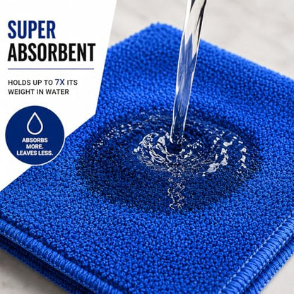 Iron Ridge Microfiber Cleaning Cloths 6-Pack, Blue, 12x12, 300 GSM | Reusable, streak-free performance for glass, kitchens, vehicles, electronics, workspaces, and everyday tasks - color: Blue