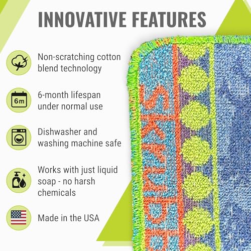 Wet-It Skrubba Non-Scratch Scouring Pad – European Scrubby Sponge for Kitchen Cleaning, Pots, Pans, Glass & Cookware – Durable Reusable Pad with Fun Chicken Design - color: Chickens, size: 3-Pack
