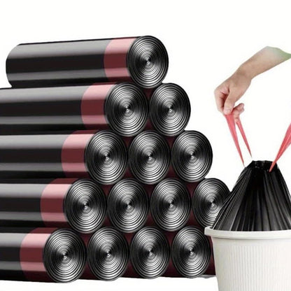 100 Count Black Drawstring Waste Bags - Thick Plastic Garbage Bags for Kitchen, Office, and Home