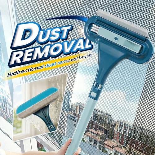 Window Screen Cleaning Brush,2 in 1 Window Screen Cleaner Tool with Squeegee,Mesh Screen Cleaner,Multi-Purpose Cleaning Brush for Patio, Door, Porch Screens (2 Blue) - color: 2 Blue