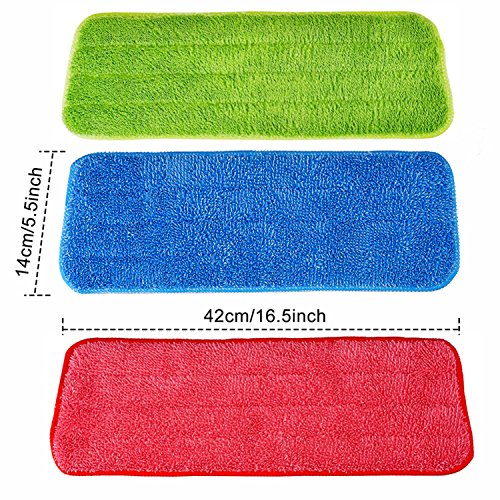 Shappy 3 Pack Reusable Microfiber Mop Pads Spray Mop Replacement Heads Cleaning Pad for Wet Dry Reveal Mops Pads for Floor Cleaning 16.5 x 5.5 Inch