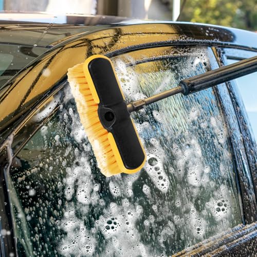 10 Inch Car Wash Brush Head, Scrub Brush Attachment for Long Handle Extension Pole,Outdoor Broom and Scrubbing Brush for Cleaning Window, Wall, House Floor, Deck, Patio, Car (10inch Brush-4Pack)