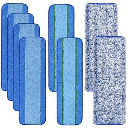 8 Pack Microfiber Cleaning Pad for Bona Mop Hardwood & Hard Surface Floors Dry and Wet Floor Cleaning - Includes 4 Microfiber Cleaning Pad, 2 Deep Clean Pads and 2 Dusting Pad - Dual Zone Cleaning - color: 4+2+2blue&grey