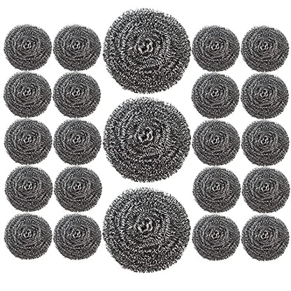 24 Pack Stainless Steel Scourers Sponges,Steel Wool scrubbers for stoves, pots, Cooker Hoods, etc. That are Difficult to Clean (24 Pack-Medium 20 Gram) - size: 24 Pack-Small 20 Gram