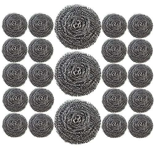 24 Pack Stainless Steel Scourers Sponges,Steel Wool scrubbers for stoves, pots, Cooker Hoods, etc. That are Difficult to Clean (24 Pack-Medium 20 Gram) - size: 24 Pack-Small 20 Gram