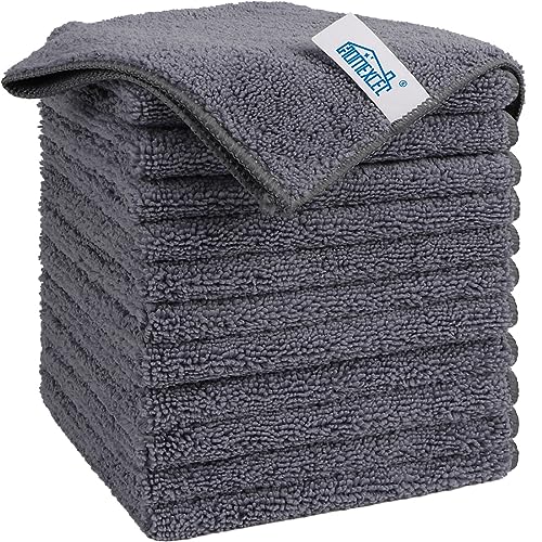 HOMEXCEL Grey Microfiber Cleaning Cloth, 12 Pack Premium Microfiber Towels for Cars, Lint Free, Scratch-Free, Highly Absorbent, Reusable Cleaning Rags for Car, Household, Kitchen, Window, 11.5"X11.5" - color: Grey