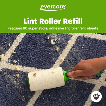 Evercare Pet Lint Roller Refill, Manual Operation, 60 Sheets per Roll, 6 Count Refill Pack for Pet Hair Removal, Green - size: Pack of 6 (360 Sheet Count)