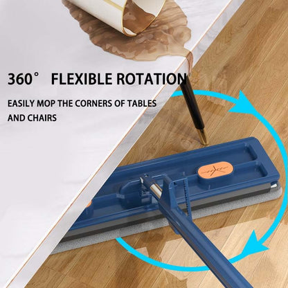 New Upgraded Large Flat Mop and Bucket Set,360 Rotation Flat Mop with Bucket with 6 Microfiber Pads,for Tile,Hardwood,Windows Wet and Dry(Blue) - color: Blue With Bucket