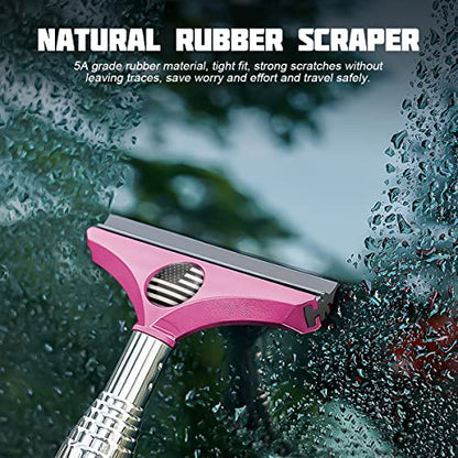8sanlione Car Rearview Mirror Wiper, American Flag Telescopic Auto Mirror Squeegee Cleaner, Glass Mist Cleaning Tool with Retractable 98cm Handle, Portable Car Windows Water Removal (Pink/Black Flag) - color: Pink/Black Flag