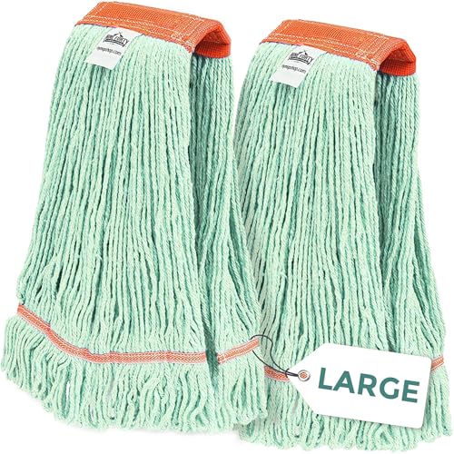 Nine Forty 2-Pack Industrial and Commercial-Grade Looped End Wet Mop Head Refill - Heavy Duty 20 Inch 4-Ply Premium Synthetic Yarn - for Optimal Absorption and Durability - Green (2 Pack, Large) - color: Green (Pack of 2)