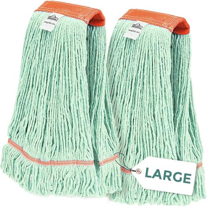 Nine Forty 2-Pack Industrial and Commercial-Grade Looped End Wet Mop Head Refill - Heavy Duty 20 Inch 4-Ply Premium Synthetic Yarn - for Optimal Absorption and Durability - Green (2 Pack, Large) - color: Green (Pack of 2)