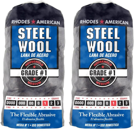 Homax Steel Wool, 12 pad, Medium Grade #1, Rhodes American, Household Steel Wool (Pack of 2) - size: 12 Pads (Pack of 2), style: Medium Grade #1