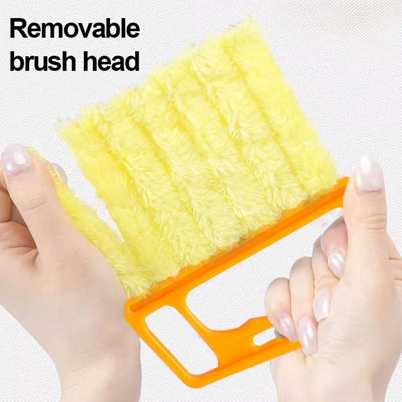 Blinds Cleaner Tool, Washable & Removable Window Air Conditioner Duster, Household Kitchen Cleaning Supplies, Mini Handheld Brush for Wood Blinds, Air Conditioner Vents, Fans Vents, Yellow