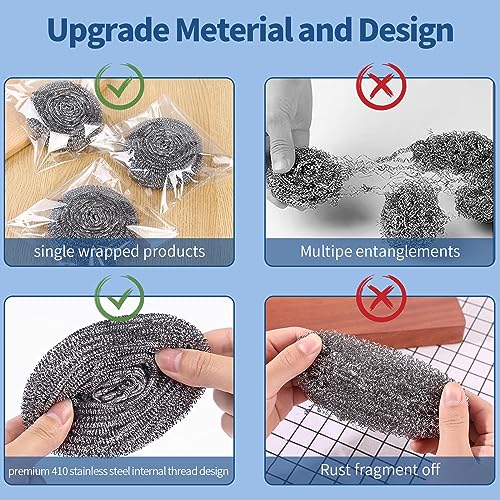 Stainless Steel Scrubber Scrubbing Scouring Pad Sponges Clean Pot Pan and Steel Wool for Kitchen Bathroom (10Pcs Metal Scrubber) - size: 10Pcs Metal Scrubber