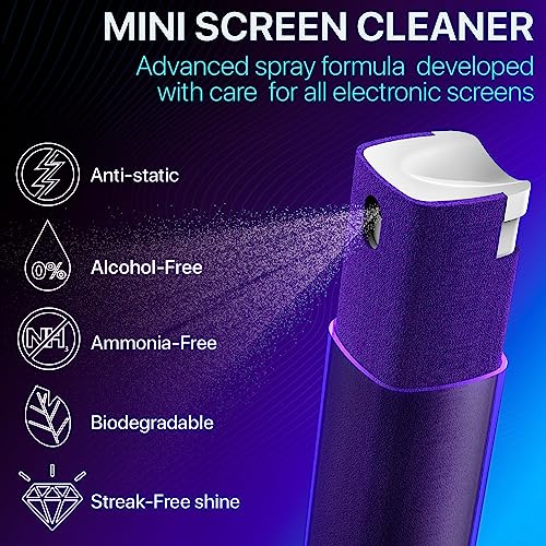 IO CLEAN Mini Screen Cleaner Finger Proof Spray for Smartphones, iPads, MacBooks, Laptops, Car Screens, Touchscreens 3 in1 Mist Cleaner, Microfiber Cloth and Protective Cover (Rose) - color: Rose