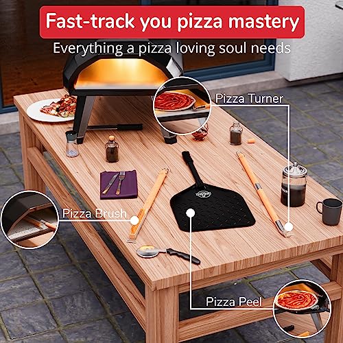 Senwosa 26” Pizza Oven Brush with Stone Scraper - Heat Resistant Stainless Steel Bristles, Extra Long Handle - Compatible with Ooni, Gozney & Similar Ovens - Includes Spare Head - size: 26 inch