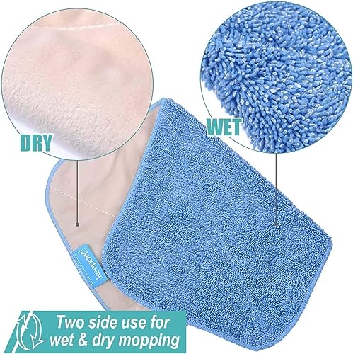 KEEPOW Mop Refills Compatible with MR.SIGA Professional Mop | Microfiber, Dual-sided 17.3x9.6" refills compatible with MR.SIGA & similar clamp mops, Plush side for waxing, 3-pack bulk set - size: 3 Pack
