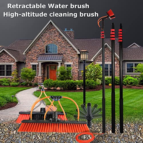 Water Fed Pole Kit, 11-35ft Length Water Fed Brush, Aluminum Outdoor Window Cleaner W/ 17ft Hose, Cleaning and Washing Tool for Window Glass, Solar Panel, 7.2M/23.6Ft - size: 7.2M/23.6Ft