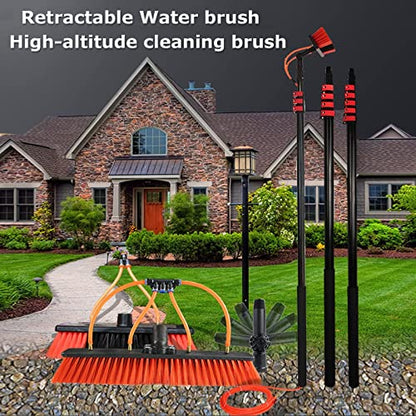 Water Fed Pole Kit, 11-35ft Length Water Fed Brush, Aluminum Outdoor Window Cleaner W/ 17ft Hose, Cleaning and Washing Tool for Window Glass, Solar Panel, 7.2M/23.6Ft - size: 7.2M/23.6Ft