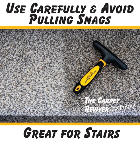 Carpet Reviver Extreme – Dual-Action Brush with Metal Tines – Lifts Carpet Pile & Removes Pet Hair – Restore Rugs, Refresh High-Traffic Areas, Eliminate Embedded Fur – Essential Carpet Grooming Tool