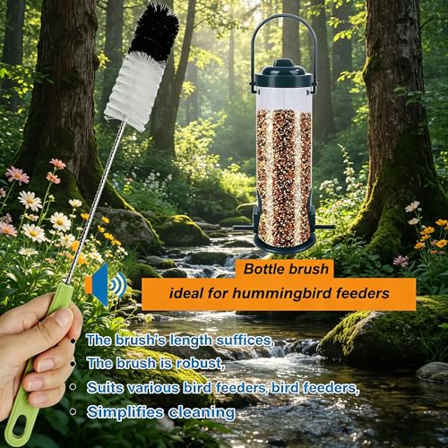 16" Long Handle Bottle Cleaning Brush - Narrow Neck Bottle Scrubber for Water Bottles, Flasks, Hummingbird Feeders, Wine Glasses, Meat Grinders & Pipes - Durable & Flexible - 2 Pack