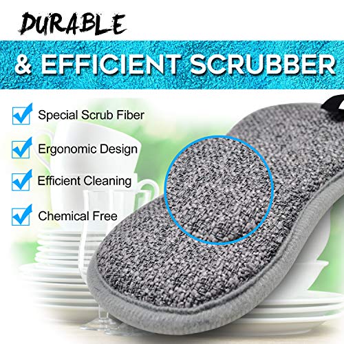 Dual Sided All-Purpose Sponges Kitchen,Dish Sponge for Washing Dishes Cleaning Kitchen,Non Scratch,Rough Scrubbers for Non-Stick Cookware, Soft Microfiber Scrub for Dishes(Bule,6Pack) - color: Blue