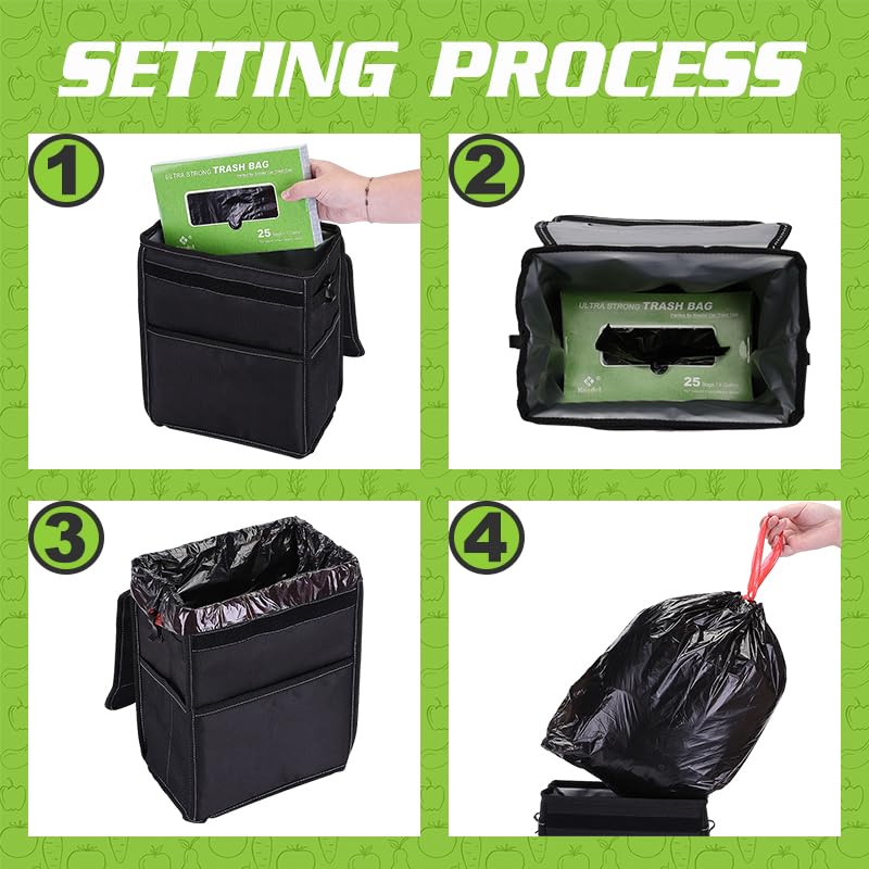 K KNODEL Drawstring Trash Bags, Perfect for Car Trash Can with Lid, and for Car Trash Can with Zipper, Ultra Strong Garbage Bags, 3 Gallon, 50 Count - size: 1 Count (Pack of 50)
