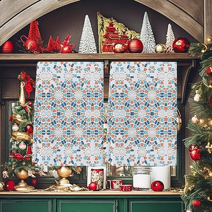 Geometric Circle Gradient Kitchen Towels, Absorbent Microfiber Hand Towels for Kitchen Bathroom Bar Decorative Blue and White Porcelain Texture Ultra Soft Resuable Cleaning Cloths Washable Fast Drying - size: 18" x 28"