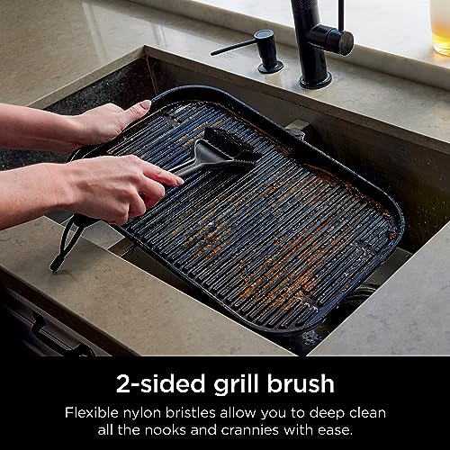 Ninja XSKBRUSHXL Woodfire Outdoor Grill Cleaning Brush, Compatible with All Ninja Woodfire Outdoor Grills (OG700, OG800, and OG900 Series), Non-Scratch, Heat Resistant, Scraper Tool, Black