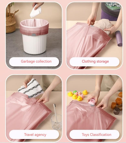 Thickened Drawstring Trash Bags, Disposable Kitchen Garbage Bags with Easy-Tie Handles, Leak-Resistant Material for Home Kitchen Bins, Suitable for Containing Wet and Dry Waste to Reduce Mess