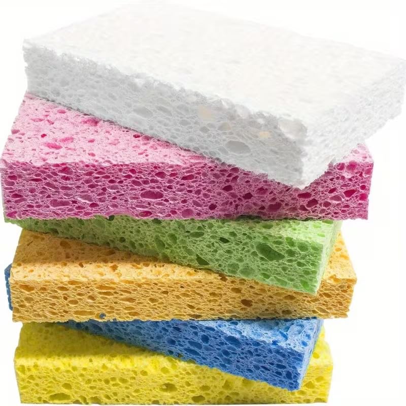 1 Pack Cellulose Sponge Kitchen Sponge for Dish Cleaning, Soft Non Scratch Absorbent Cleaning Sponge Reusable Dishwashing Sponge Soft Scrub Pad for Kitchen Bathroom Household Daily Use (Yellow) - color: Yellow
