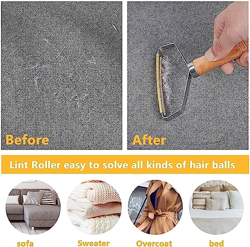 Portable Lint Remove Cleaner Pro, Reusable Double Sided Travel Brush for Removing Lint Pet Hair Dust in Clothes, Furniture and Carpet, Fuzz, Pet Fur Removal Tool, Portable Carpet Scraper Rake