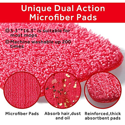 16.5" Microfiber Mop Pads Refills, 3 Pack Reusable Replacement Heads | reusable wet mop refills, machine washable for 14-16 inch spray mops, hardwood floors, dust cleaning & scrubbing - color: 16"red*3