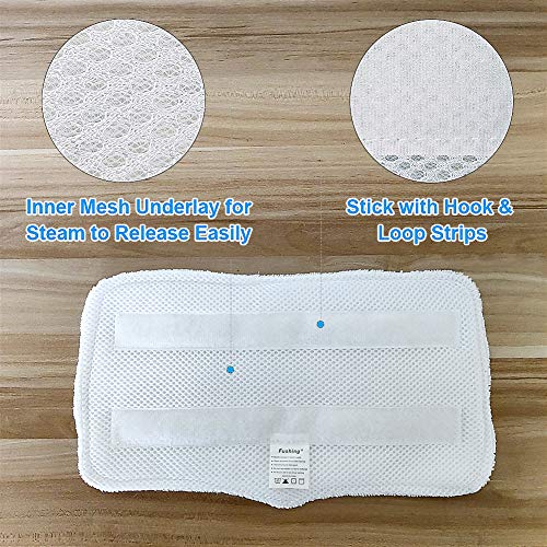 Fushing 7Pcs Steam Mop Pads, Washable Microfiber Cleaning Steamer Replacement Pads for Shark Steam & Spray Mop S3101 S3251 SK460 SK410 S3101n2 S3250 SK435CO SK140 SK141,White - color: White