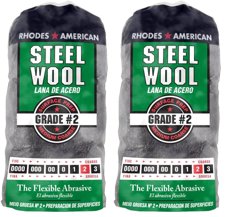 Steel Wool, 12 pad, Medium Coarse Grade #2, Rhodes American, Surface Preparation (Pack of 2) - size: 12 Pads (Pack of 2), style: Medium Coarse Grade #2