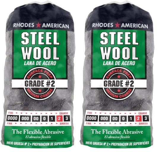 Steel Wool, 12 pad, Medium Coarse Grade #2, Rhodes American, Surface Preparation (Pack of 2) - size: 12 Pads (Pack of 2), style: Medium Coarse Grade #2