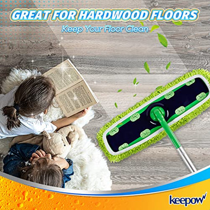 KEEPOW Reusable XL Mop Pads Compatible with Swiffer XL Sweeper, X-Large Dry Sweeping Cloths, Wet Mopping Cloths, Washable Microfiber XL Wet Pads Refills for Surface/Hardwood Floor Cleaning, 4 Pack - size: 4 Pack, Green