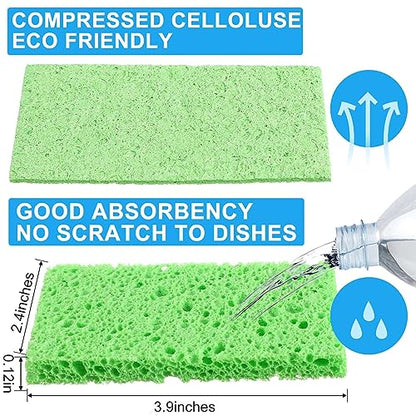 Zhengmy 200 Pieces Sponges Bulk Sponges Kitchen Compressed Sponge Natural Dish Sponge Compressed Wood Pulp Cleaning Without Scratching for Kitchen Bathroom, 3.9 x 2.4 x 0.12 Inch (Multicolor) - color: Multicolor