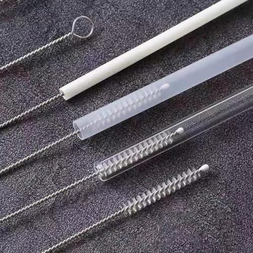 Straw Cleaning Brush Set, 10-Piece 8.2'' Stainless Steel Handle Straw Brush Set, Extra-Long Straw Brush Suitable for Glasses, Straw Cups, Water Bottles, and Tubes
